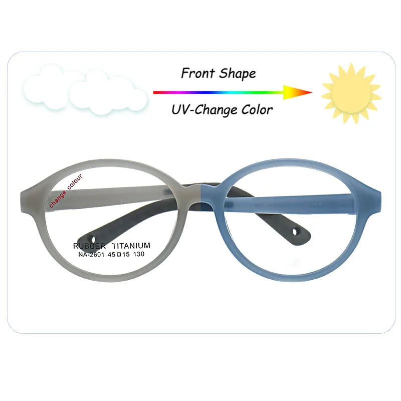Custom Kids Eyeglasses Changing Color Frame Photochromic Eyeglasses Ready in Stock