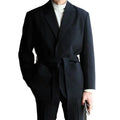 Casual Costume Homme 2 Pieces Dress Black Men Suits With Belt Notch Lapel Wedding Tuxedos Terno Masculino Blazer (Jacket+Pant)