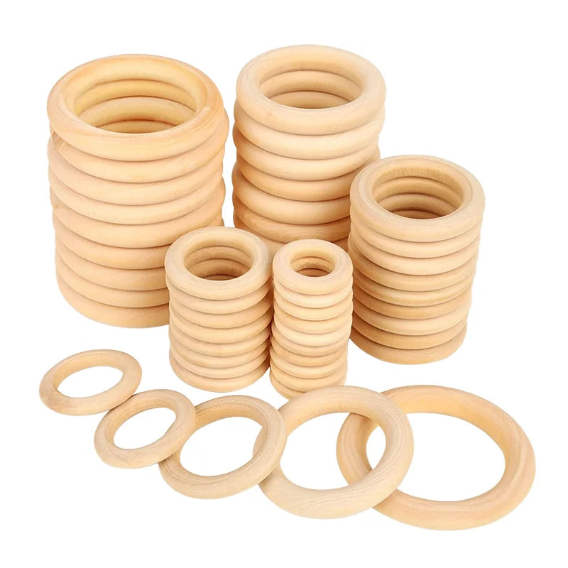 Customized Innovative Natural Wood Ring Solid Wood DIY Round Craft Pendant Ring