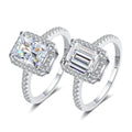 GRA Radiant Emerald Cut Rectangle Genuine Moissanite Diamond Ring 925 Sterling Silver Engagement Fine Quality Women Jewelry