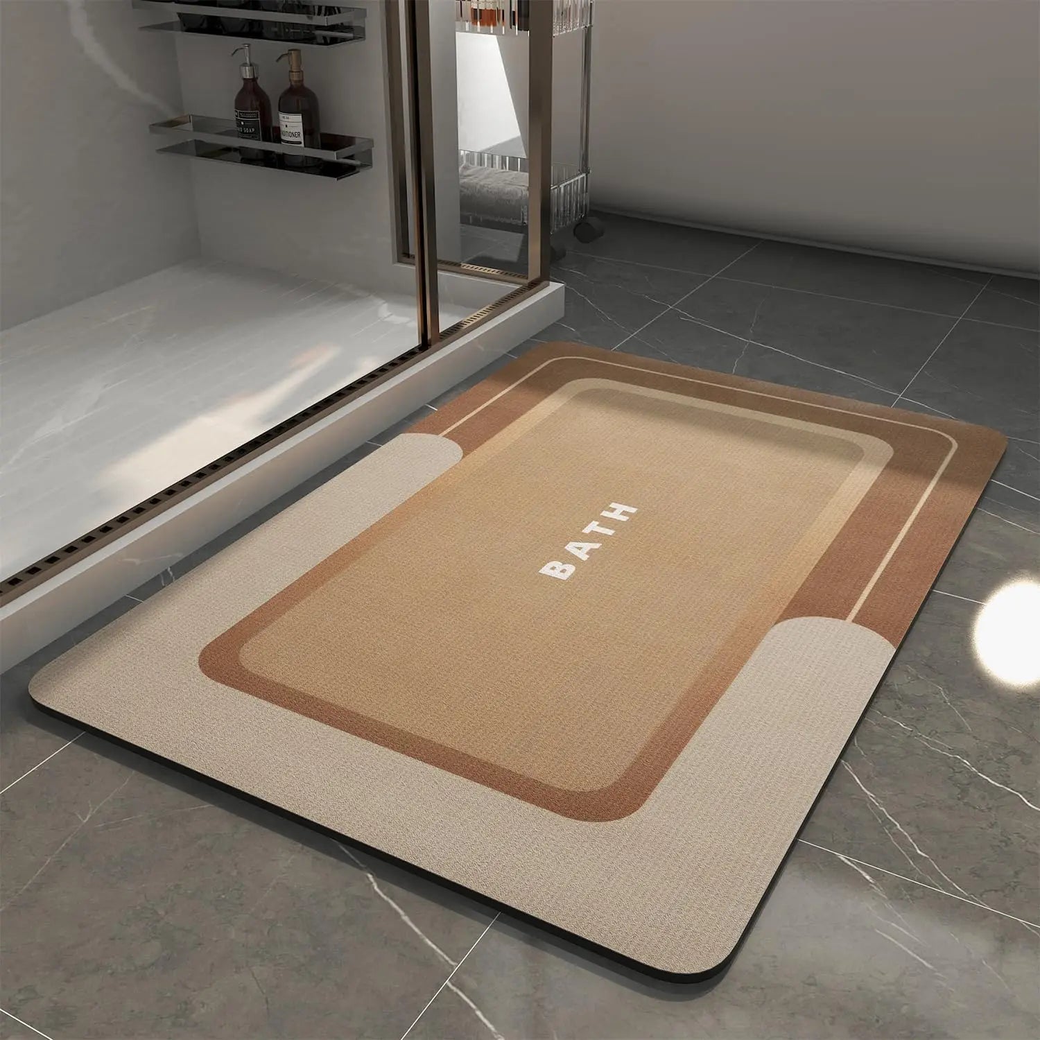 Diatom Mud Bath Mat Rug-Quick Dry Absorbent Rubber Backed Bathroom Mat Bathroom Rugs Fit Under Door-Bath Mats for Bathroom Floor