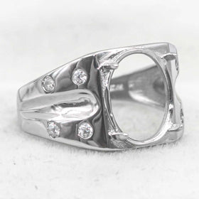 Sterling Silver 10*13mm Semi Mount Men's Ring Frame Empty Blank Claw Setting S925 Base Holder Without Center Stone for DIY Inlay