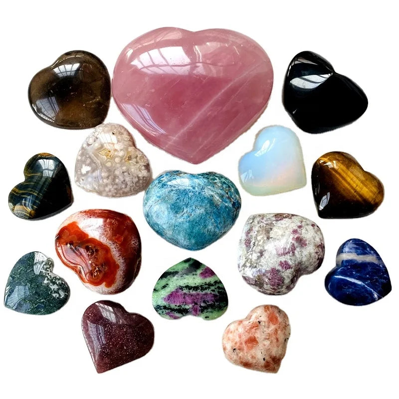 Wholesale Heart Shaped Mixed Material Healing Crystal Stone Hearts for Love Stones