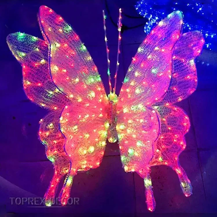 2024 Christmas Birthday Party Decoration Acrylic Hanging Artificial Butterfly Theme Lamp H52cm Multi-color LED Lights IP46 CE