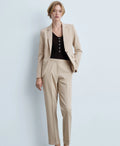 Women's Elegant Satin Ankle-Length Blazer New Lightweight Casual Structured Elastic Single Button Closure Solid Plain Dyed