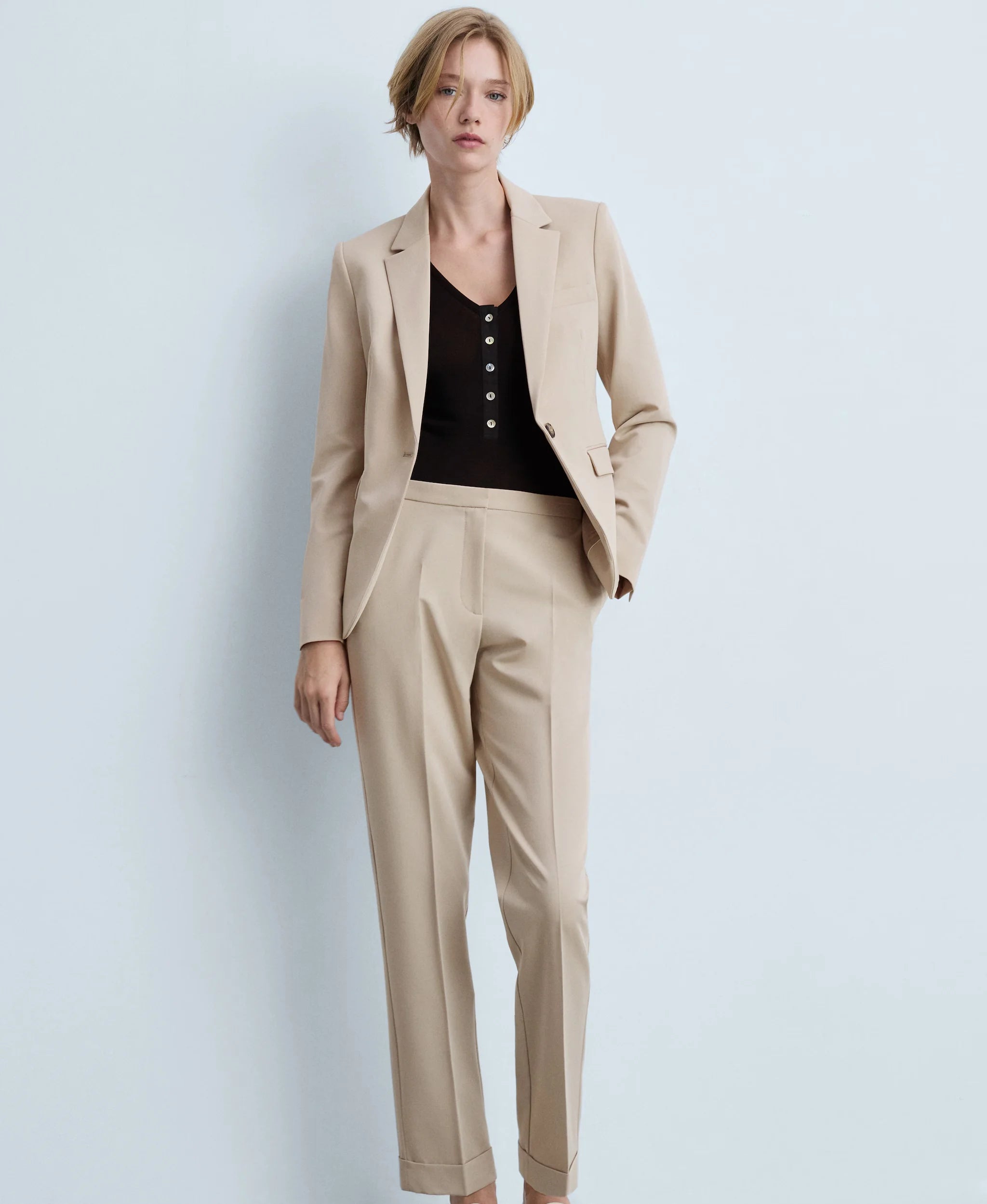 Women's Elegant Satin Ankle-Length Blazer New Lightweight Casual Structured Elastic Single Button Closure Solid Plain Dyed