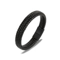 Classic 19/21/23 cm Leather Cord Braid Woven Bracelet Handmade Stainless Steel Bracelet for Men