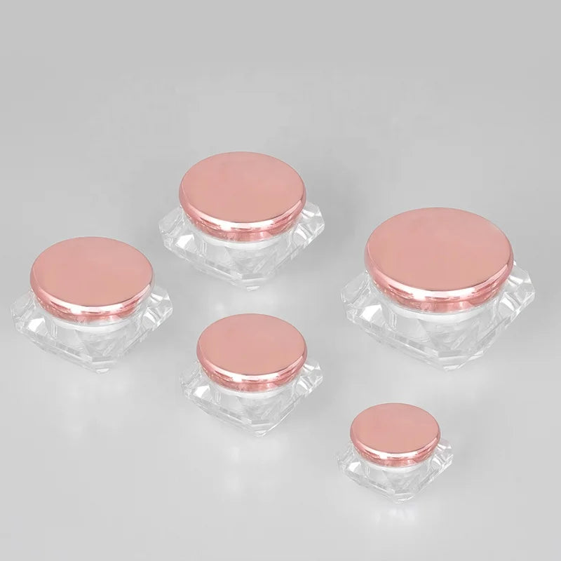 5g 10g 20g 30g Acrylic Rose Gold Diamond Shape Luxury Cosmetic Lotion & Cream Jars Empty Wholesale