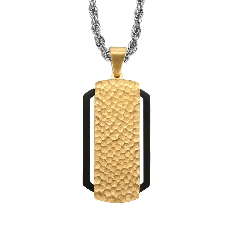 Competitive Price 316L Stainless Steel Shield Pattern Dual Color 18K Gold Plated Zircon Unisex Fashion Water Ripple Surface