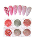 6grids of Box Nail Art Powder Different Colors DIY Eye Makeup Glitter Nail Glitter Shimmering Powder Multicolor Wholesale