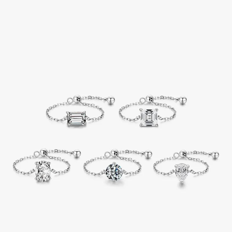Fashion 925 Sterling Silver Chain Ring Adjustable Finger Stacking Rings for Girls