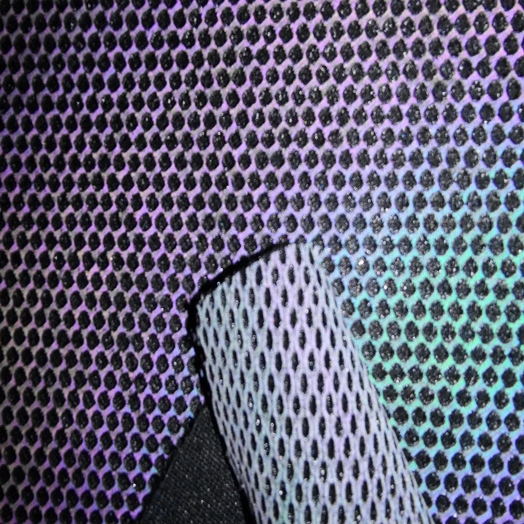 Electric Purple 100% Polyester Knitted Breathable Reflective Hexagonal Mesh Fabric Eco-Friendly Organic for Shoes Bags Girls