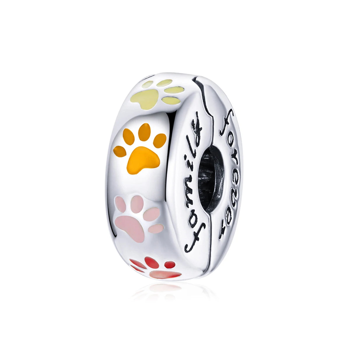 925 Sterling Silver Charm Paw Bead Rainbow Clip Pendant with Zircon Main Stone for DIY Bracelet Necklace Jewelry Making SCC1850