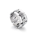 KALEN Men Vintage Gold/Silver Stainless Steel Bricks Jewelry Ring