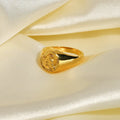 New Ins 18k Gold Plated High Tarnish Free Stainless Steel Angel Cupid Heart Embossed Design Rings for Women for Party