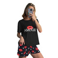 Love Print Pajama Women's Clothing Short Sleeve Sleepwear Soft Pants Milk Silk Shirt Pajamas Lounge Wear