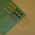 Fashion Design 18k Gold Plated Link Chain Bracelet Trendy Y2K Jewelry Enamel Bracelet for Women Girls