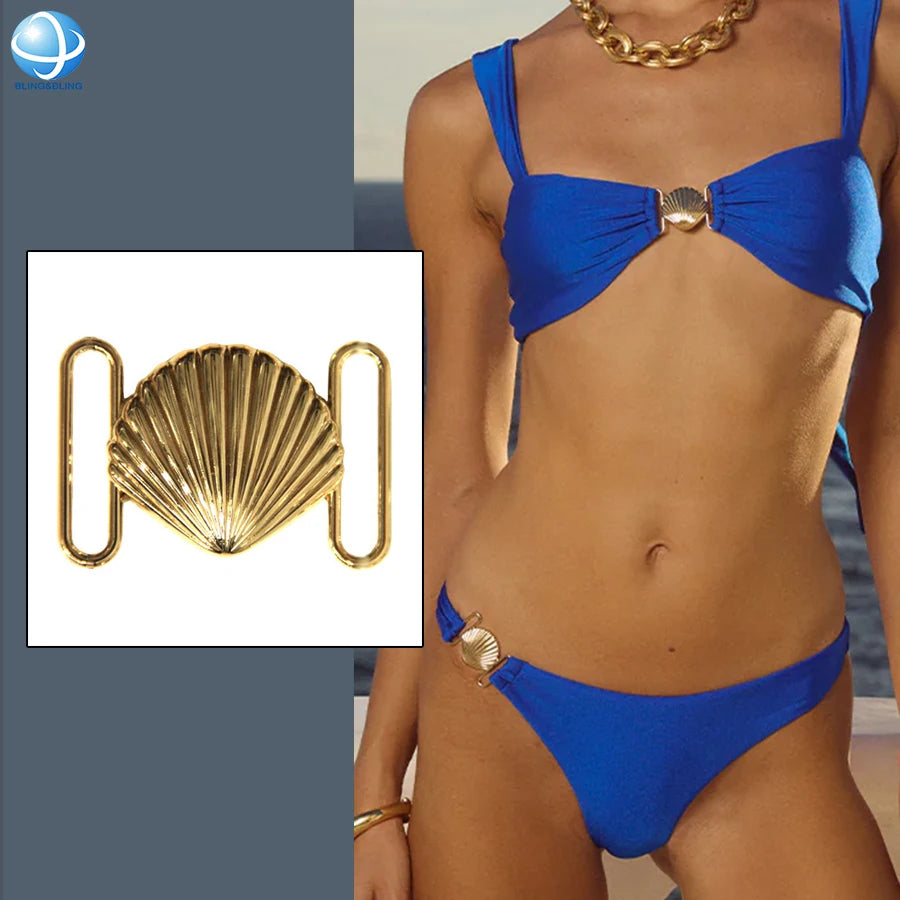 Exquisite Swimsuit Jewelry Hardware Shell Buckle Bikini Connector Accessories Rust-proof Zinc Alloy Buckle Brooch for Swimwear