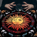Customs Sun Moon Tarot Nonwoven Velvet Tablecloth Witchcraft Astrology Cat Altar Card Mat Moonlight Flower Home Butterfly Cover