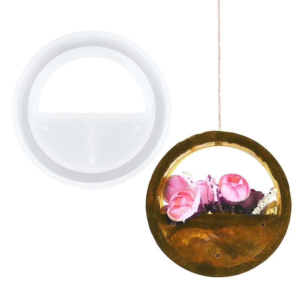 DIY Crystal  Silicone Resin Craft Wall Hanging Flower Pot Epoxy Mold Handmade Green Plant Potted Ceramic Cement Flower Pot Mold