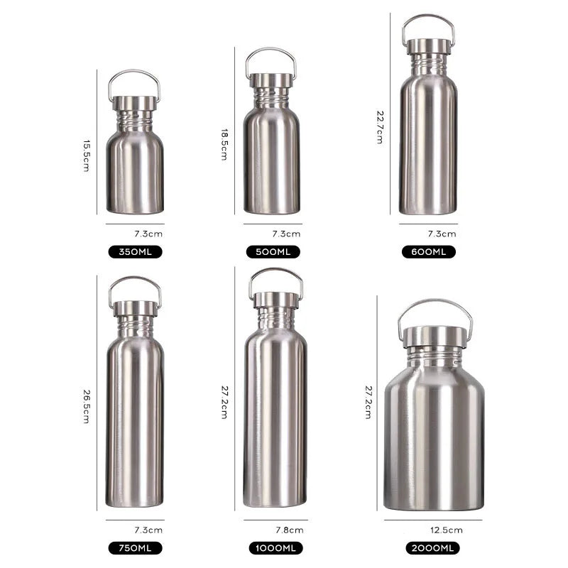 Hot Selling Custom Single Wall Stainless Steel Camping Water Bottles Portable Outdoor Sport Drinking Bottles