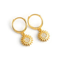 Wholesale Gold Plated 925 Silver Sunflower Hoop Earrings with Cubic Zircon Huggie Galaxy Charm for Women Party Occasion