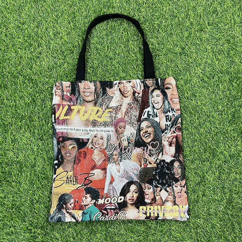 CardiB Rapper Tapestry Woven 40% Cotton 60% Polyester Medium/Extra Large Customizable Tote Bag
