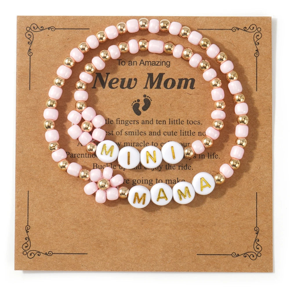 Go2boho 2025  Mother's Day Gift Handmade Glass Bead Mom Daughter Bracelet Set Elastic Letter Jewelry for Women