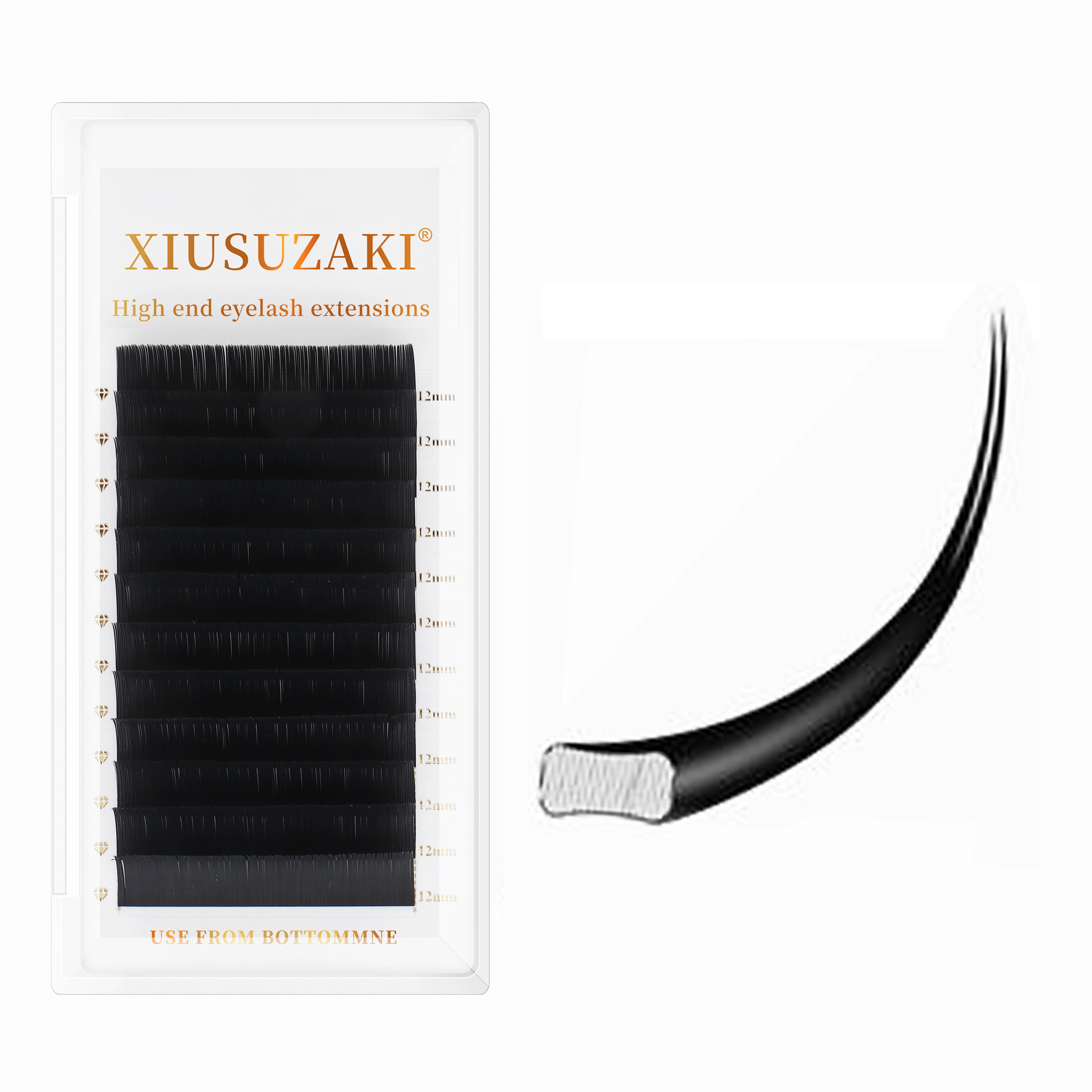 XIUSUZAKI Split Tips Matte Gray Black Color Super Soft Gentle Natural Lash Trays Ellipse Flat Eyelash Extensions