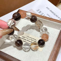 Homemade Lucky Bead Mixed Crystal Rutilated Quartz Stone Charm Bracelet