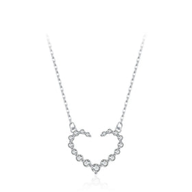 S925 Sterling Silver Heart Shape Pendant Necklace Micro Paved Zircon Link Chain for Engagement Wedding Fine Jewelry