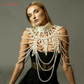 YouLaPan VG39 New Handmade Full Beaded Top Body Chain Miss Soccer Stage Show Necklace Tassel Fancy Pearl Bridal Wedding Shawl