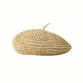 2023 New Women Beret Summer Paper Straw Beanies Cap Knit Beret Breathable Sun Beach Hat