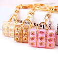 Hot Sell Enamel Crystal Heart Handbag Keychains Stylish Purse Bag Buckle Pendant for Car Keyrings Key Chains Holder Women