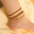 Customized Stainless Steel Gold Chain Anklet Chunky Gold Cuban Chain Anklet Women Girl Foot Jewelry