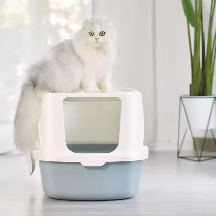 No-Mess Enclosed Hooded Cat Litter Box Sand Standard Carton Box