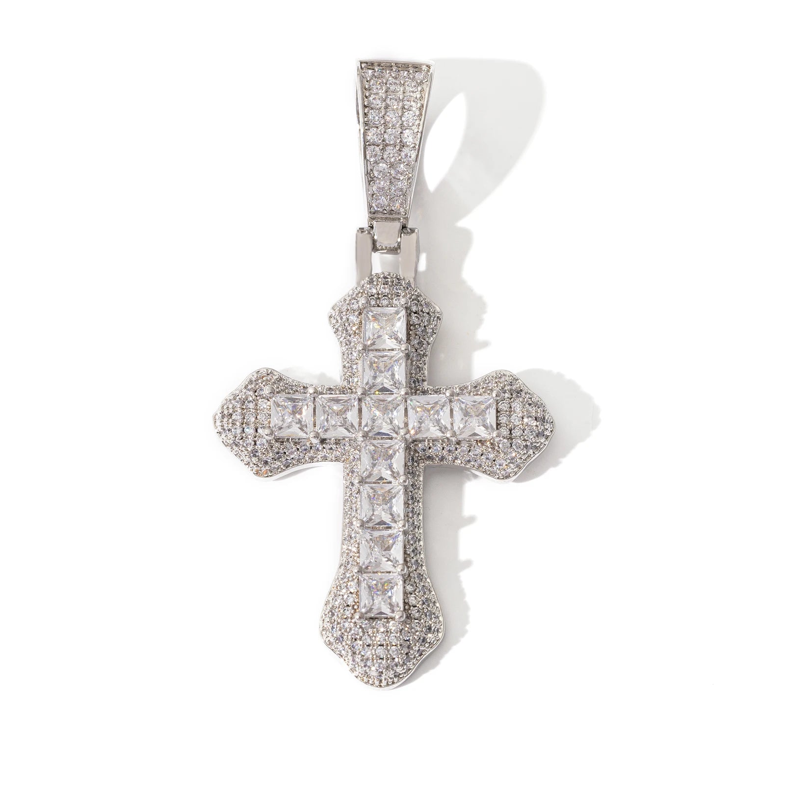 Retro Style Gold Plated Cross Necklace with Multicolor Pendant Women's Big Size Iced Out Jewelry