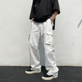 Fashion Casual White Pants Loose Straight Wide Leg Men's Pants Hip Hop Pocket Cargo Streetwear Men Pants Trousers