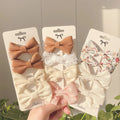 4 Pcs/set Cotton Linen Leopard Printed Bowknot Hair Clips Cute Girls Barrettes Safty Hairpins Kids Hair Accessories