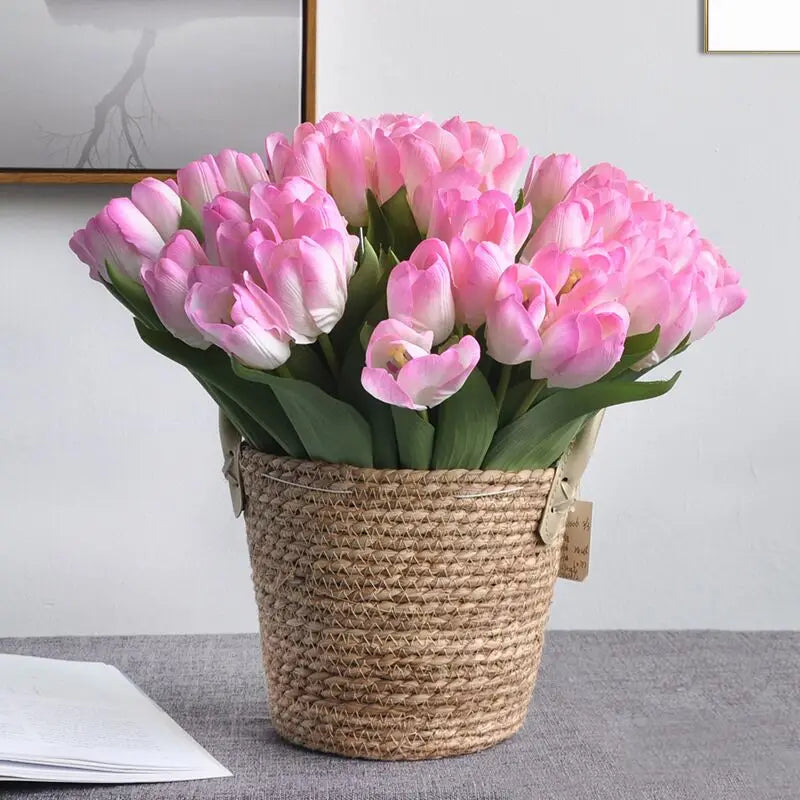 Simulated Tulip Factory Wholesale Real Touch Moisture Tulip Wedding Home Decor Artificial Flowers Floral Arrangement Silk Flower