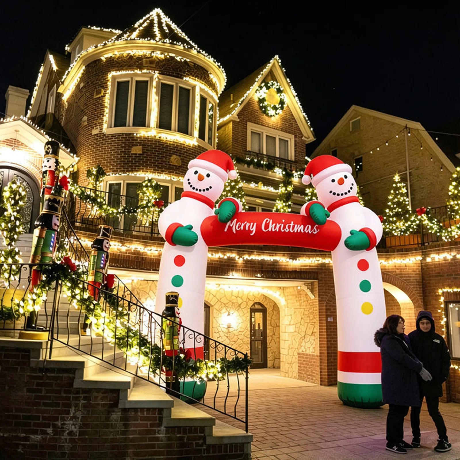 Aero 5m Huge Inflatable Christmas Snowman Arch Festival Decoration Stand Customized Inflatable Christmas Archway