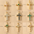 Light Luxury Copper Gold Plated Shiny Multicolor Cubic Zircon Accessories Unique Multi-Style Geometric Gold Cross Pendant