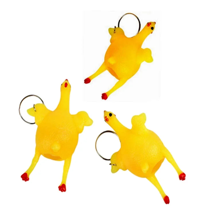 New Funny Spoof Tricky Gadgets Green Dinosaur Beans Toy Chicken Egg Laying Hens Crowded Stress Ball Keychain Keyring Relief Gift