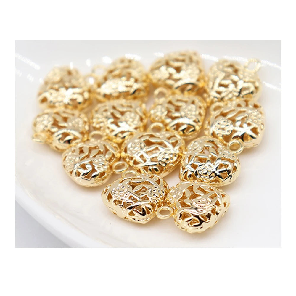 Heart Charms 14K Gold Plate Necklace Pendants for Women Jewelry Making