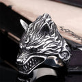 Nordic Viking Casting Ring Jewelry Stainless Steel Wolf Head Hoop Finger Rings Men