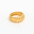 High End PVD Gold Plated Chunky Gradient Croissant Rings for Women Stainless Steel Jewelry