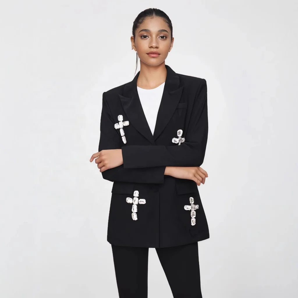 OUDINA Fashion Design Sense Waist Cut Temperament Suit Jacket Femme Ladies Blazers Women