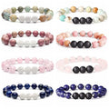 8MM Volcanic Stone Tiger Eye Stone Beads Bracelet Elastic Rope Yoga Agates Crystal Beaded Bracelet for Couple Jewelry