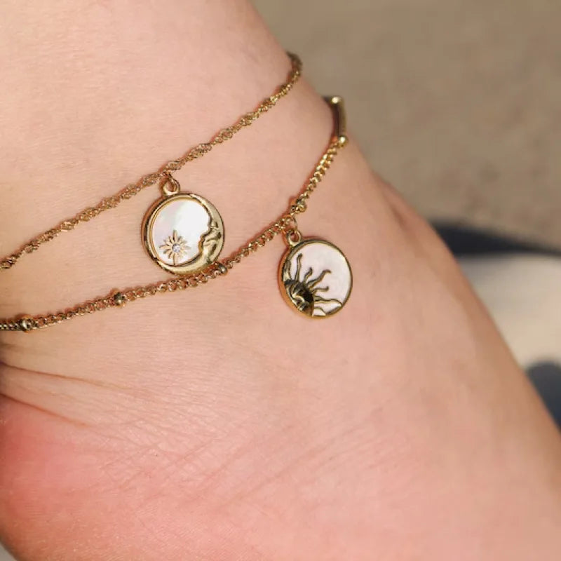 2023 Sun and Moon Leg Chain Anklets Foot Jewelry 18K Gold Plated Anklets Stainless Steel Anklet Wholesale for Women