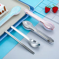 Travel Cutlery Flatware Set Spoon Chopsticks Stainless Steel Portable Cutlery Set for Camping Hiking